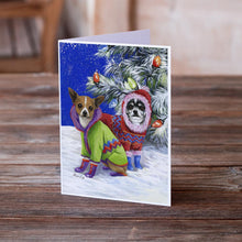 Load image into Gallery viewer, Chihuahua Christmas Snowflakes Greeting Cards -  Blank Note Cards – 8-Pack of Artist-Designed Cards with Envelopes