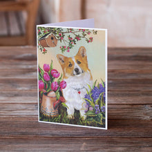 Load image into Gallery viewer, Corgi Sunshine Greeting Cards -  Blank Note Cards – 8-Pack of Artist-Designed Cards with Envelopes