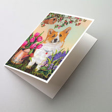 Load image into Gallery viewer, Corgi Sunshine Greeting Cards -  Blank Note Cards – 8-Pack of Artist-Designed Cards with Envelopes