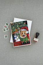 Load image into Gallery viewer, Corgi Under my Christmas Tree Greeting Cards -  Blank Note Cards – 8-Pack of Artist-Designed Cards with Envelopes