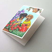 Load image into Gallery viewer, Dachshund Blooms Greeting Cards -  Blank Note Cards – 8-Pack of Artist-Designed Cards with Envelopes
