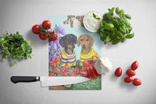 Load image into Gallery viewer, Dachshund Blooms Glass Cutting Boards – Durable, Decorative Kitchen Art Large PPP3080LCB