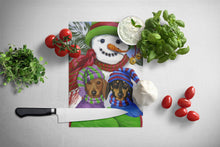 Load image into Gallery viewer, Dachshund Christmas Frosty and Company Glass Cutting Boards – Durable, Decorative Kitchen Art Large PPP3081LCB