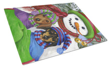 Load image into Gallery viewer, Dachshund Christmas Frosty and Company Glass Cutting Boards – Durable, Decorative Kitchen Art Large PPP3081LCB