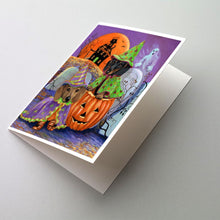 Load image into Gallery viewer, Dachshund Halloween Haunted House Greeting Cards -  Blank Note Cards – 8-Pack of Artist-Designed Cards with Envelopes
