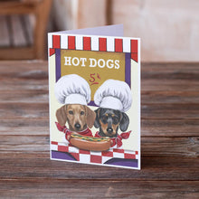Load image into Gallery viewer, Dachshund Hot Dog Stand Greeting Cards -  Blank Note Cards – 8-Pack of Artist-Designed Cards with Envelopes