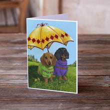 Load image into Gallery viewer, Dachshund Hot Doggies Greeting Cards -  Blank Note Cards – 8-Pack of Artist-Designed Cards with Envelopes