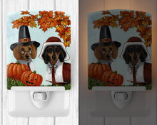 Load image into Gallery viewer, Dachshund Thanksgiving Pilgrims Ceramic Night Light PPP3087CNL