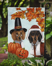 Load image into Gallery viewer, Dachshund Thanksgiving Pilgrims Garden Flag – Decorative Outdoor Yard Flag PPP3087GF