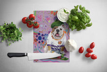 Load image into Gallery viewer, English Bulldog Flower Power Glass Cutting Boards – Durable, Decorative Kitchen Art Large PPP3091LCB