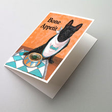 Load image into Gallery viewer, French Bulldog Bone Appetit Greeting Cards -  Blank Note Cards – 8-Pack of Artist-Designed Cards with Envelopes
