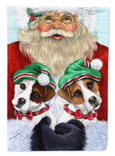 Load image into Gallery viewer, Jack Russell Christmas Santa Flag Canvas House Size PPP3108CHF