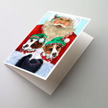 Load image into Gallery viewer, Jack Russell Christmas Santa Greeting Cards -  Blank Note Cards – 8-Pack of Artist-Designed Cards with Envelopes