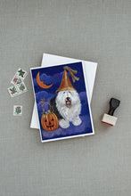 Load image into Gallery viewer, Old English Sheepdog Halloween Greeting Cards -  Blank Note Cards – 8-Pack of Artist-Designed Cards with Envelopes