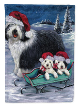 Load image into Gallery viewer, Old English Sheepdog Christmas Snow Garden Flag – Decorative Outdoor Yard Flag PPP3120GF