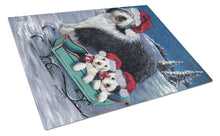 Load image into Gallery viewer, Old English Sheepdog Christmas Snow Glass Cutting Boards – Durable, Decorative Kitchen Art Large PPP3120LCB