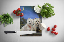 Load image into Gallery viewer, Westie Moonlight Stroll Glass Cutting Boards – Durable, Decorative Kitchen Art Large PPP3122LCB