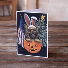 Load image into Gallery viewer, Yorkie for All Seasons Greeting Cards -  Blank Note Cards – 8-Pack of Artist-Designed Cards with Envelopes