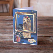 Load image into Gallery viewer, Yorkie Pretty as a Picture Greeting Cards -  Blank Note Cards – 8-Pack of Artist-Designed Cards with Envelopes