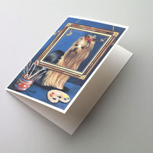 Load image into Gallery viewer, Yorkie Pretty as a Picture Greeting Cards -  Blank Note Cards – 8-Pack of Artist-Designed Cards with Envelopes