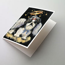 Load image into Gallery viewer, Shih Tzu Christmas Angel Greeting Cards -  Blank Note Cards – 8-Pack of Artist-Designed Cards with Envelopes