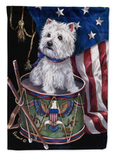 Load image into Gallery viewer, Westie Little Drummer Boy USA Garden Flag – Decorative Outdoor Yard Flag PPP3129GF