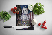 Load image into Gallery viewer, Westie Little Drummer Boy USA Glass Cutting Boards – Durable, Decorative Kitchen Art Large PPP3129LCB