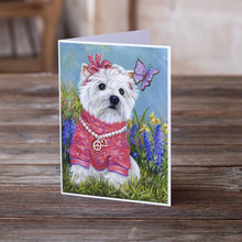 Load image into Gallery viewer, Westie Springtime Greeting Cards -  Blank Note Cards – 8-Pack of Artist-Designed Cards with Envelopes