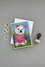 Load image into Gallery viewer, Westie Springtime Greeting Cards -  Blank Note Cards – 8-Pack of Artist-Designed Cards with Envelopes