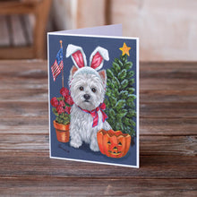 Load image into Gallery viewer, Westie for All Seasons Greeting Cards -  Blank Note Cards – 8-Pack of Artist-Designed Cards with Envelopes