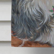 Load image into Gallery viewer, Bearded Collie Pot of Roses Flag Canvas House Size PPP3141CHF