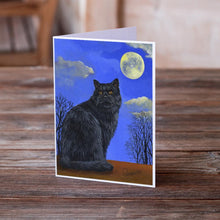 Load image into Gallery viewer, Black Cat Hocus Pocus Halloween Greeting Cards -  Blank Note Cards – 8-Pack of Artist-Designed Cards with Envelopes