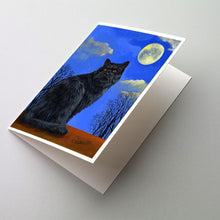 Load image into Gallery viewer, Black Cat Hocus Pocus Halloween Greeting Cards -  Blank Note Cards – 8-Pack of Artist-Designed Cards with Envelopes