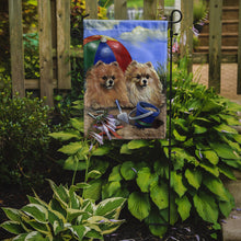 Load image into Gallery viewer, Pomeranian Beach Garden Flag – Decorative Outdoor Yard Flag PPP3145GF