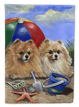 Load image into Gallery viewer, Pomeranian Beach Garden Flag – Decorative Outdoor Yard Flag PPP3145GF