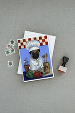 Load image into Gallery viewer, Pug Veggie Chef Greeting Cards -  Blank Note Cards – 8-Pack of Artist-Designed Cards with Envelopes
