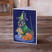 Load image into Gallery viewer, Schnauzer Halloween Good Witch Greeting Cards -  Blank Note Cards – 8-Pack of Artist-Designed Cards with Envelopes