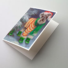Load image into Gallery viewer, Schnauzer Christmas Green Boots Greeting Cards -  Blank Note Cards – 8-Pack of Artist-Designed Cards with Envelopes