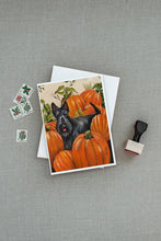 Load image into Gallery viewer, Scottish Terrier Scottie Pumpkins Greeting Cards -  Blank Note Cards – 8-Pack of Artist-Designed Cards with Envelopes