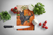 Load image into Gallery viewer, Scottish Terrier Scottie Pumpkins Glass Cutting Boards – Durable, Decorative Kitchen Art Large PPP3168LCB