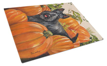 Load image into Gallery viewer, Scottish Terrier Scottie Pumpkins Glass Cutting Boards – Durable, Decorative Kitchen Art Large PPP3168LCB