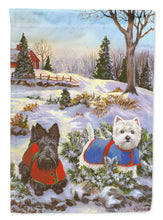 Load image into Gallery viewer, Scottie and Westie Christmas Pine Hill Flag Canvas House Size PPP3170CHF
