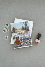 Load image into Gallery viewer, Scottie and Westie Christmas Pine Hill Greeting Cards -  Blank Note Cards – 8-Pack of Artist-Designed Cards with Envelopes