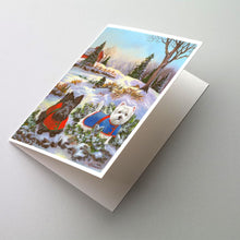 Load image into Gallery viewer, Scottie and Westie Christmas Pine Hill Greeting Cards -  Blank Note Cards – 8-Pack of Artist-Designed Cards with Envelopes