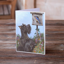 Load image into Gallery viewer, Scottie Curious Greeting Cards -  Blank Note Cards – 8-Pack of Artist-Designed Cards with Envelopes