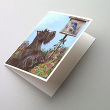 Load image into Gallery viewer, Scottie Curious Greeting Cards -  Blank Note Cards – 8-Pack of Artist-Designed Cards with Envelopes