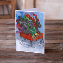 Load image into Gallery viewer, Scottie Christmas Dashing Greeting Cards -  Blank Note Cards – 8-Pack of Artist-Designed Cards with Envelopes