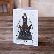 Load image into Gallery viewer, Scottie Christmas Family Tree Greeting Cards -  Blank Note Cards – 8-Pack of Artist-Designed Cards with Envelopes