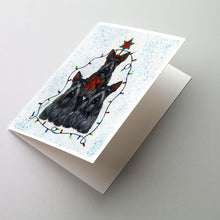 Load image into Gallery viewer, Scottie Christmas Family Tree Greeting Cards -  Blank Note Cards – 8-Pack of Artist-Designed Cards with Envelopes