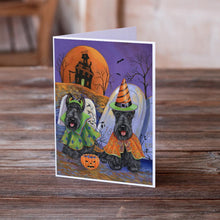 Load image into Gallery viewer, Scottie Halloween Haunted House Greeting Cards -  Blank Note Cards – 8-Pack of Artist-Designed Cards with Envelopes